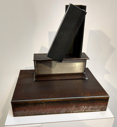 Virginia T Coleman, Cavort, 2018, steel and stainless steel, 11" × 8" × 10"